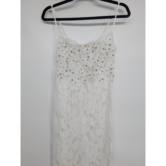 NWD Hemant & Nandita Embellished Sheer Lace Midi Dress Size M Ivory #NB461 - Picture 5 of 14